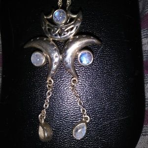 Sterling Moonstone Triple Moon pendant Peter Stone